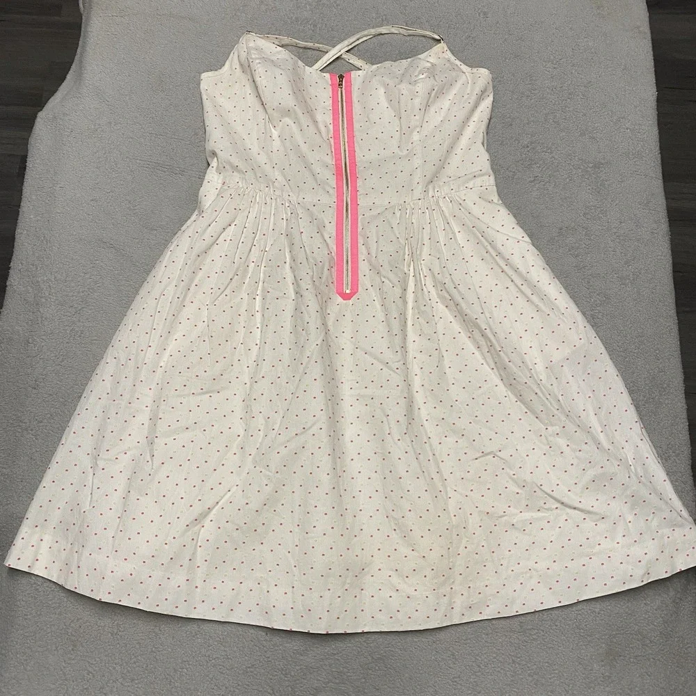 Lilly Pulitzer Alexa Dress 10 Resort White Clip Dot Polka Dot Front Zip Whimsy - Picture 1 of 8